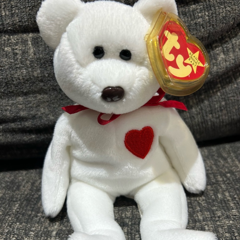 Valentino TY Beanie Babie with tag errors and brown nose and stamped tushtag